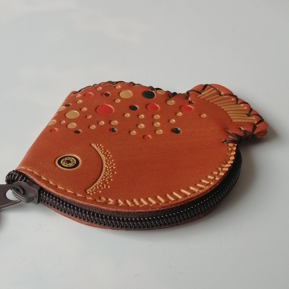 2/$20🔹NWOT Happy Fish Coin Purse Keychain Faux Leather - Picture 2 of 6